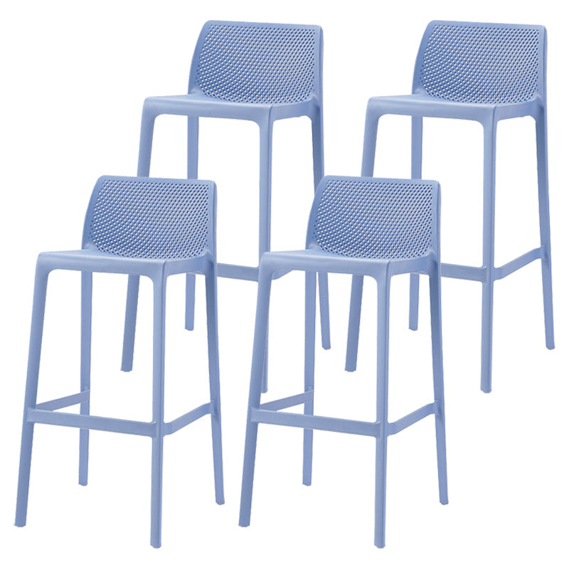 Nordic Simple Stackable Bar-stool Plastic Counter Bar Stool for Home Blue 4 Piece Set Bar Stool(30"H) Clearhalo 'Bar Furniture' 'Bar Stools' 'bar_stools' 'furn' 'furn_bar_stools' 'Furniture' 'Kitchen & Dining Furniture' 5338489