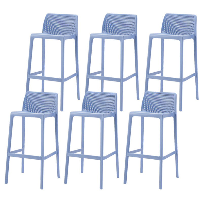 Nordic Simple Stackable Bar-stool Plastic Counter Bar Stool for Home Blue 6 Piece Set Bar Stool(30"H) Clearhalo 'Bar Furniture' 'Bar Stools' 'bar_stools' 'furn' 'furn_bar_stools' 'Furniture' 'Kitchen & Dining Furniture' 5338490