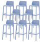 Nordic Simple Stackable Bar-stool Plastic Counter Bar Stool for Home Blue 8 Piece Set Bar Stool(30"H) Clearhalo 'Bar Furniture' 'Bar Stools' 'bar_stools' 'furn' 'furn_bar_stools' 'Furniture' 'Kitchen & Dining Furniture' 5338491