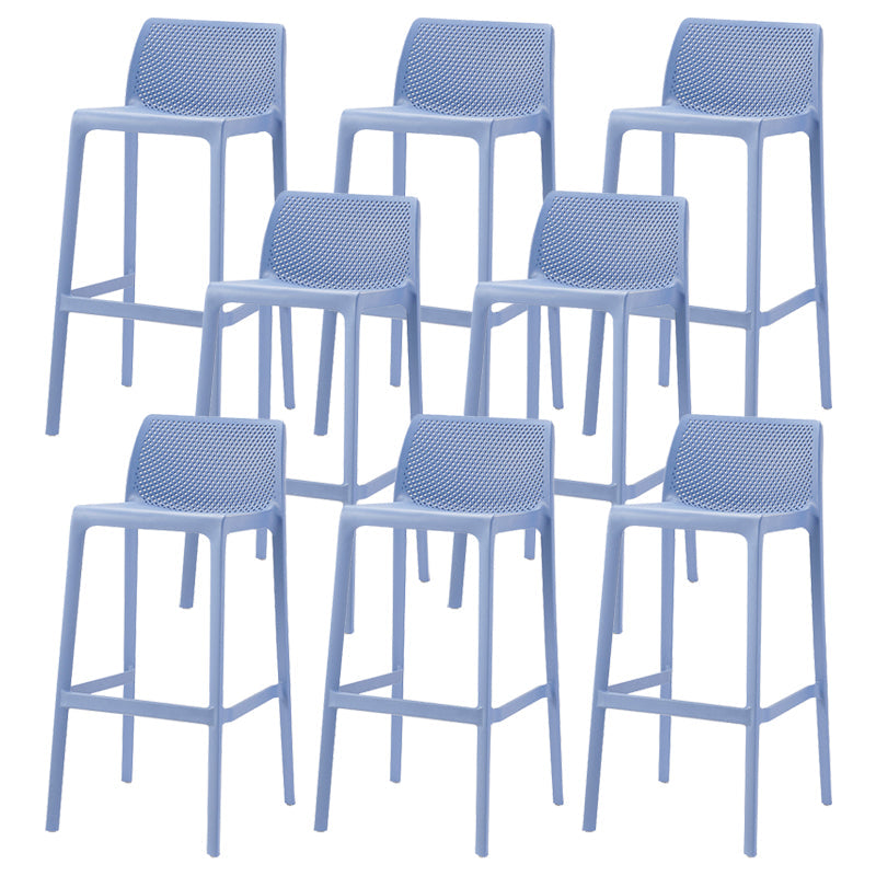 Nordic Simple Stackable Bar-stool Plastic Counter Bar Stool for Home Blue 8 Piece Set Bar Stool(30"H) Clearhalo 'Bar Furniture' 'Bar Stools' 'bar_stools' 'furn' 'furn_bar_stools' 'Furniture' 'Kitchen & Dining Furniture' 5338491