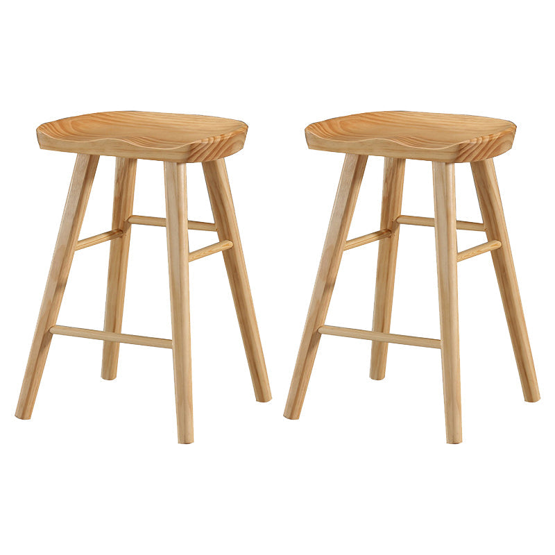 Living Room Modern Wood Barstool Wood 4 Legs Bar Stool with Pedal Wood 2 Piece Set Short Stool(22"H) Clearhalo 'Bar Furniture' 'Bar Stools' 'bar_stools' 'furn' 'furn_bar_stools' 'Furniture' 'Kitchen & Dining Furniture' 5338495