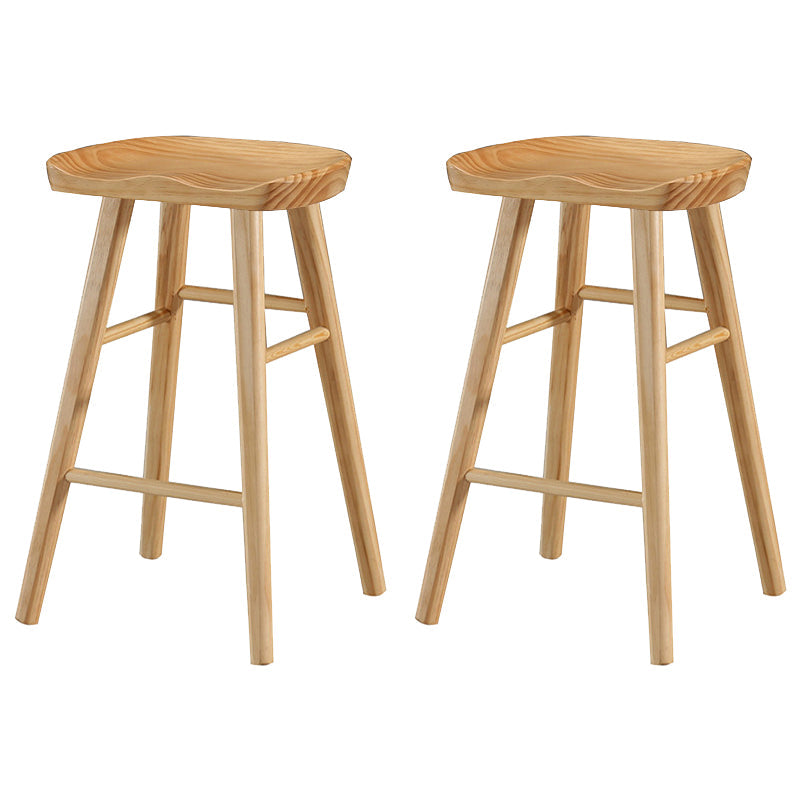 Living Room Modern Wood Barstool Wood 4 Legs Bar Stool with Pedal Wood 2 Piece Set Counter Stool(26"H) Clearhalo 'Bar Furniture' 'Bar Stools' 'bar_stools' 'furn' 'furn_bar_stools' 'Furniture' 'Kitchen & Dining Furniture' 5338502