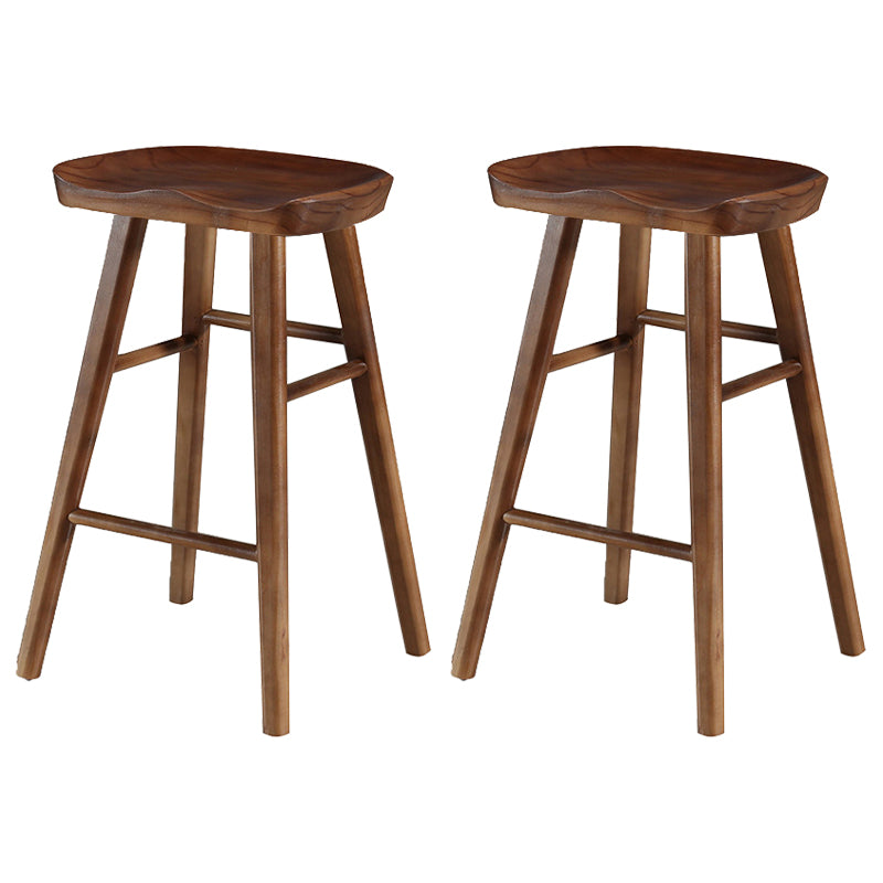 Living Room Modern Wood Barstool Wood 4 Legs Bar Stool with Pedal Walnut 2 Piece Set Counter Stool(26"H) Clearhalo 'Bar Furniture' 'Bar Stools' 'bar_stools' 'furn' 'furn_bar_stools' 'Furniture' 'Kitchen & Dining Furniture' 5338525