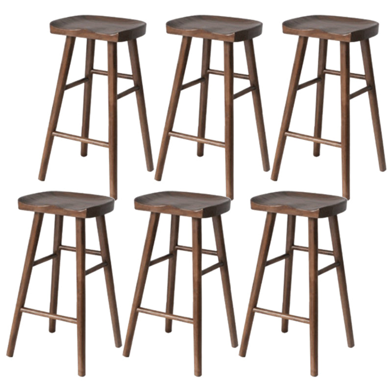 Modern Solid Wood Barstool Wood Restaurant Bar Stool with Pedal 6 Piece Set Wood Clearhalo 'Bar Furniture' 'Bar Stools' 'bar_stools' 'furn' 'furn_bar_stools' 'Furniture' 'Kitchen & Dining Furniture' 5338555