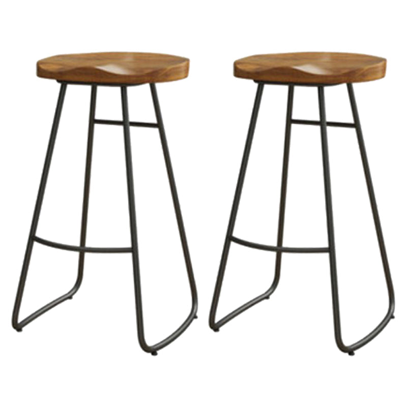 Modern Solid Wood Barstool Wood Restaurant Bar Stool with Pedal 2 Piece Set Iron Clearhalo 'Bar Furniture' 'Bar Stools' 'bar_stools' 'furn' 'furn_bar_stools' 'Furniture' 'Kitchen & Dining Furniture' 5338560