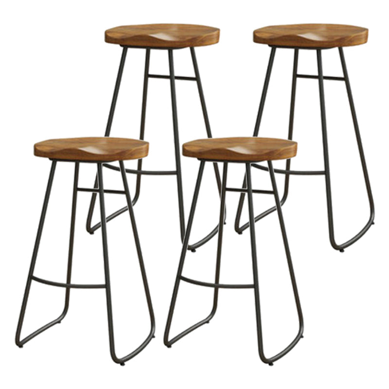 Modern Solid Wood Barstool Wood Restaurant Bar Stool with Pedal 4 Piece Set Iron Clearhalo 'Bar Furniture' 'Bar Stools' 'bar_stools' 'furn' 'furn_bar_stools' 'Furniture' 'Kitchen & Dining Furniture' 5338562