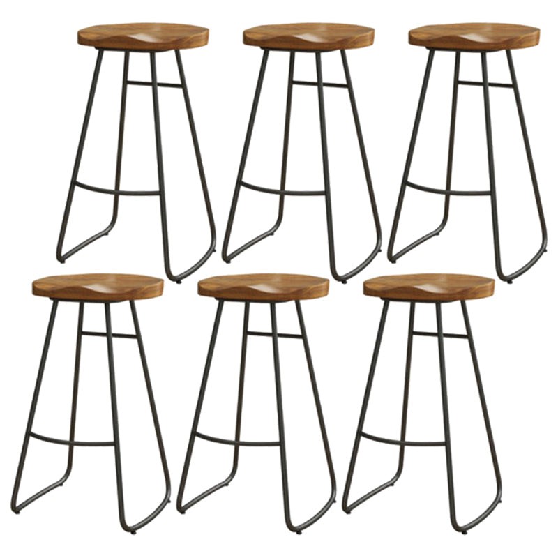 Modern Solid Wood Barstool Wood Restaurant Bar Stool with Pedal 6 Piece Set Iron Clearhalo 'Bar Furniture' 'Bar Stools' 'bar_stools' 'furn' 'furn_bar_stools' 'Furniture' 'Kitchen & Dining Furniture' 5338564