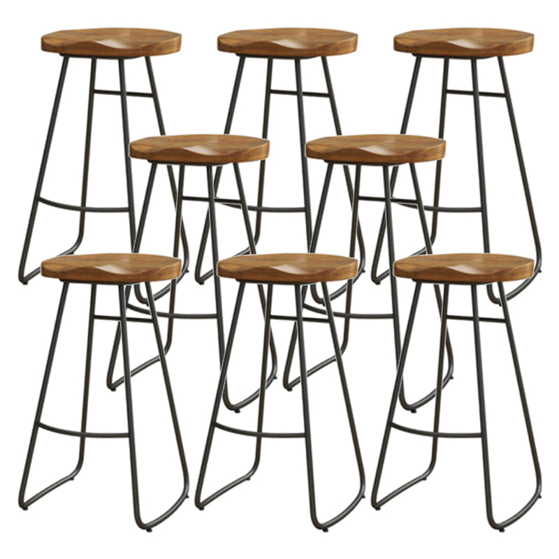 Modern Solid Wood Barstool Wood Restaurant Bar Stool with Pedal 8 Piece Set Iron Clearhalo 'Bar Furniture' 'Bar Stools' 'bar_stools' 'furn' 'furn_bar_stools' 'Furniture' 'Kitchen & Dining Furniture' 5338565