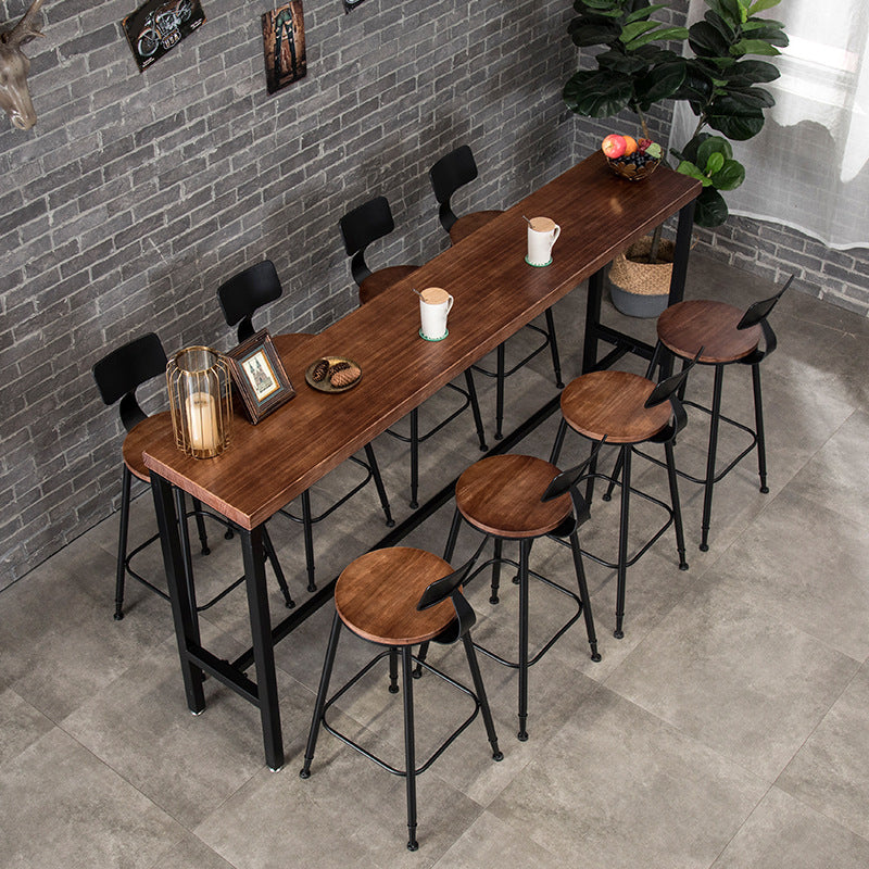 Indoor Industrial Style Barstool Iron 4 Legs Bar Stool with Pedal