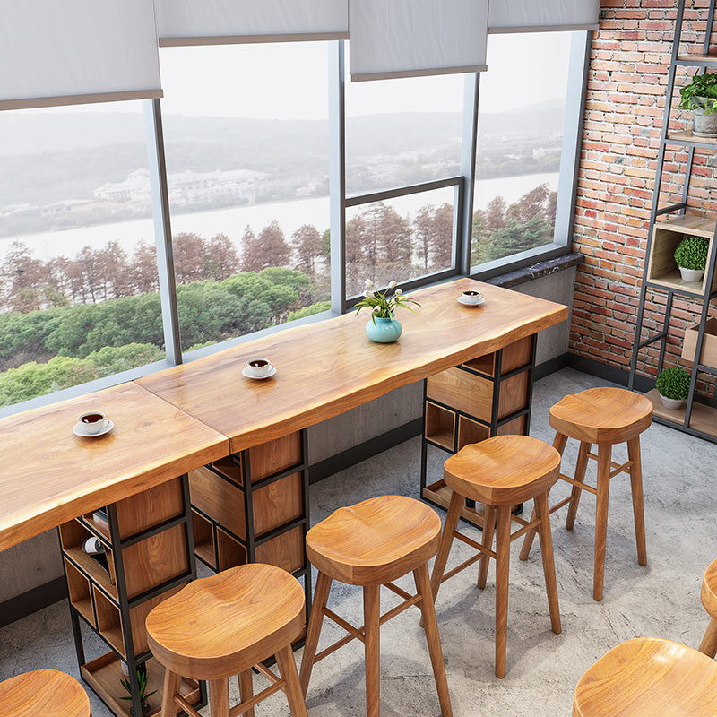 Modern 1/4/9 Pieces Bar Table Set Rectangle Pine Wood Counter Table with High Stools 4 Pieces: Table, 3 Wood Chairs Clearhalo 'Bar Furniture' 'furn' 'furn_home_bar_bar_sets' 'Furniture' 'Home Bars & Bar Sets' 'home_bar_bar_sets' 'Kitchen & Dining Furniture' 5338674