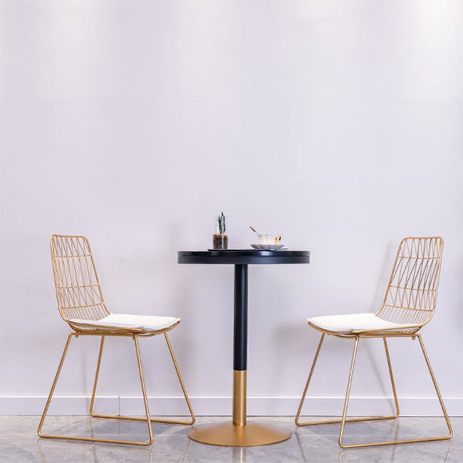 1/3/4 Piezas Mesa de barra de hierro glamorial Juego de bistro redondo con tapa de mármol de imitación negra