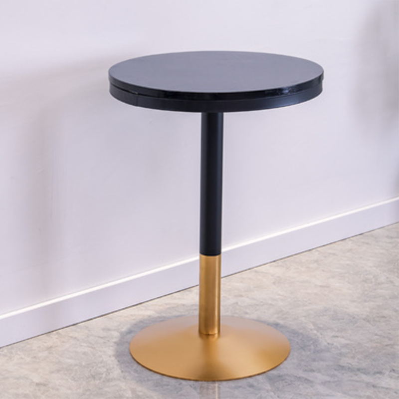 1/3/4 Piezas Mesa de barra de hierro glamorial Juego de bistro redondo con tapa de mármol de imitación negra