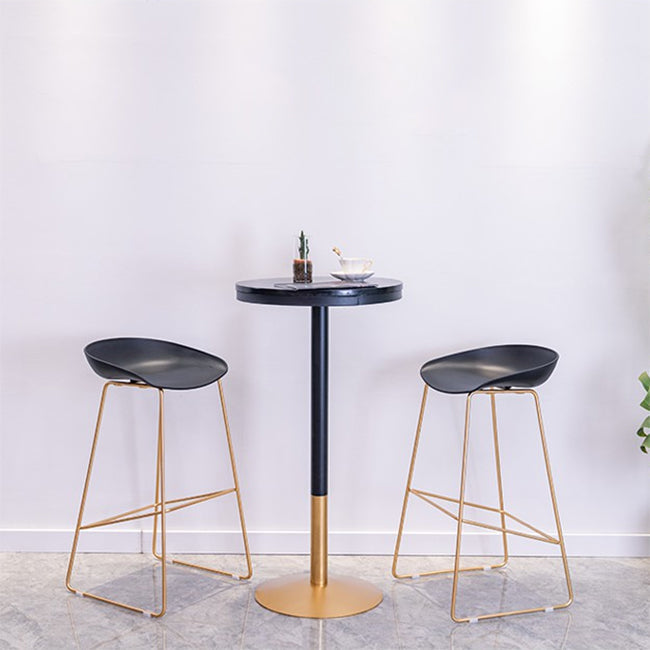 1/3/4 Piezas Mesa de barra de hierro glamorial Juego de bistro redondo con tapa de mármol de imitación negra