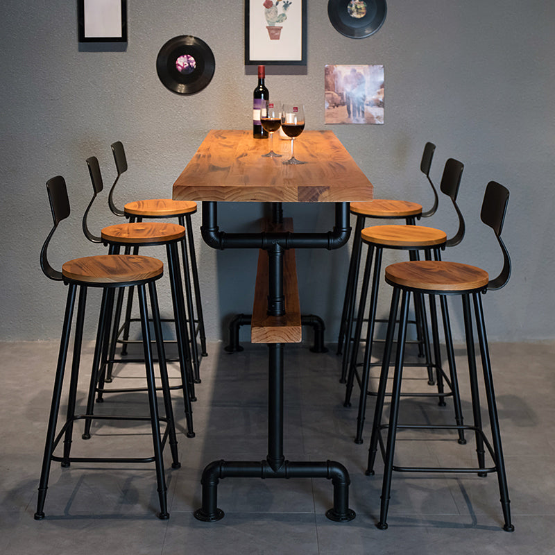 Tavolo da bar in legno solido rettangolo industriale set da 1/7 pezzi con sgabelli alti