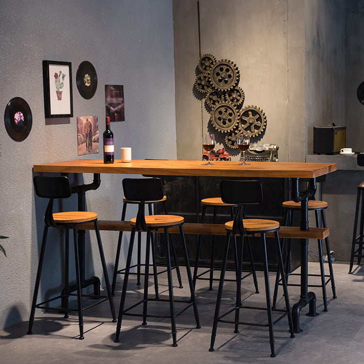 Tavolo da bar in legno solido rettangolo industriale set da 1/7 pezzi con sgabelli alti