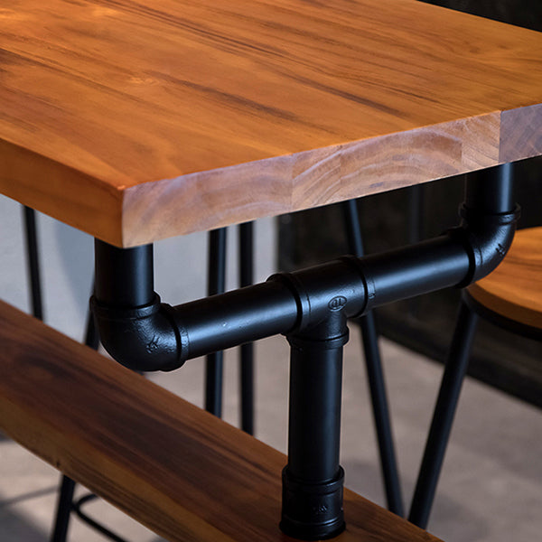 Tavolo da bar in legno solido rettangolo industriale set da 1/7 pezzi con sgabelli alti