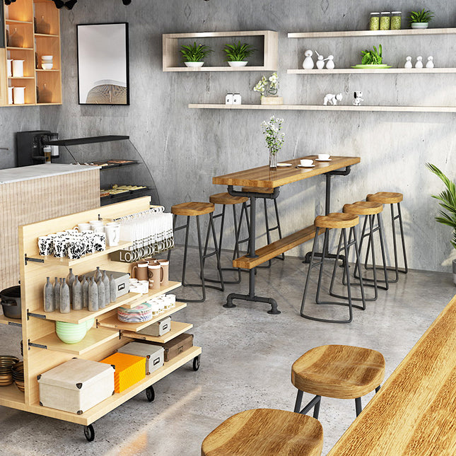 Modern Wood Bar Table Set 1/2/4/7 Pieces Rectangle Table and Stool Set Clearhalo 'Bar Furniture' 'furn' 'furn_home_bar_bar_sets' 'Furniture' 'Home Bars & Bar Sets' 'home_bar_bar_sets' 'Kitchen & Dining Furniture' 5338777