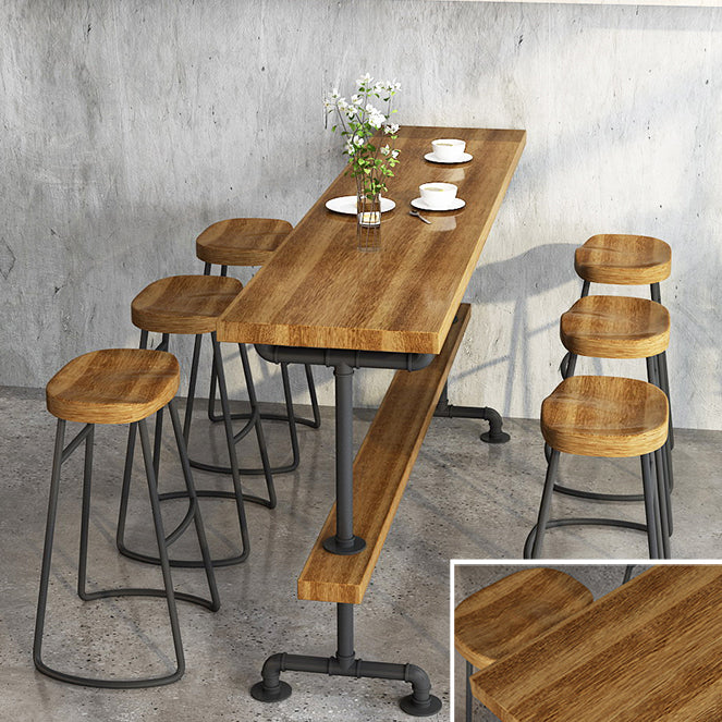 Modern Wood Bar Table Set 1/2/4/7 Pieces Rectangle Table and Stool Set Clearhalo 'Bar Furniture' 'furn' 'furn_home_bar_bar_sets' 'Furniture' 'Home Bars & Bar Sets' 'home_bar_bar_sets' 'Kitchen & Dining Furniture' 5338778