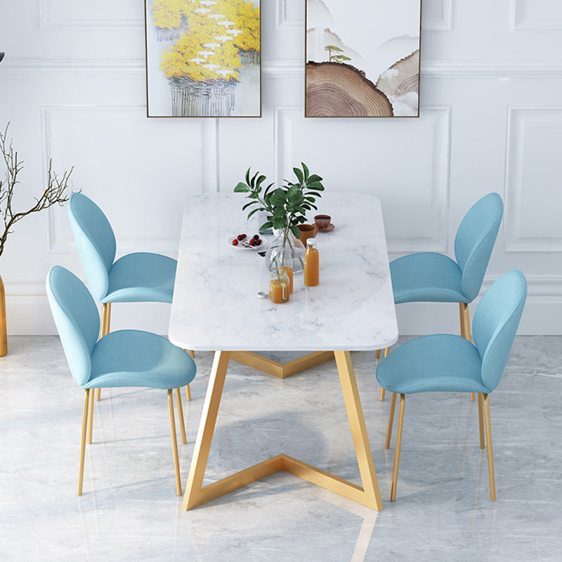 Nordic 1/5 Pieces Dining Set Rectangle Stone Dining Table for Dining Room Kitchen 5 Pieces: White Table, 4 Chairs Clearhalo 'Dining Room Sets' 'Dining Tables & Seating' 'dining_room_set' 'furn' 'furn_dining_room_set' 'Furniture' 'Kitchen & Dining Furniture' 5338854