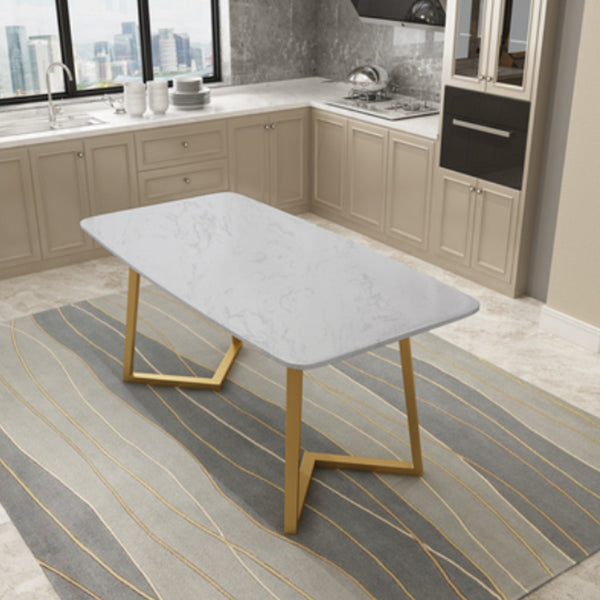 Nordic 1/5 Pieces Dining Set Rectangle Stone Dining Table for Dining Room Kitchen White 79"L x 31"W Clearhalo 'Dining Room Sets' 'Dining Tables & Seating' 'dining_room_set' 'furn' 'furn_dining_room_set' 'Furniture' 'Kitchen & Dining Furniture' 5338857