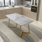 Nordic 1/5 Pieces Dining Set Rectangle Stone Dining Table for Dining Room Kitchen White-Grey 79"L x 31"W Clearhalo 'Dining Room Sets' 'Dining Tables & Seating' 'dining_room_set' 'furn' 'furn_dining_room_set' 'Furniture' 'Kitchen & Dining Furniture' 5338859