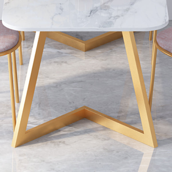 Nordic 1/5 Pieces Dining Set Rectangle Stone Dining Table for Dining Room Kitchen Clearhalo 'Dining Room Sets' 'Dining Tables & Seating' 'dining_room_set' 'furn' 'furn_dining_room_set' 'Furniture' 'Kitchen & Dining Furniture' 5338860