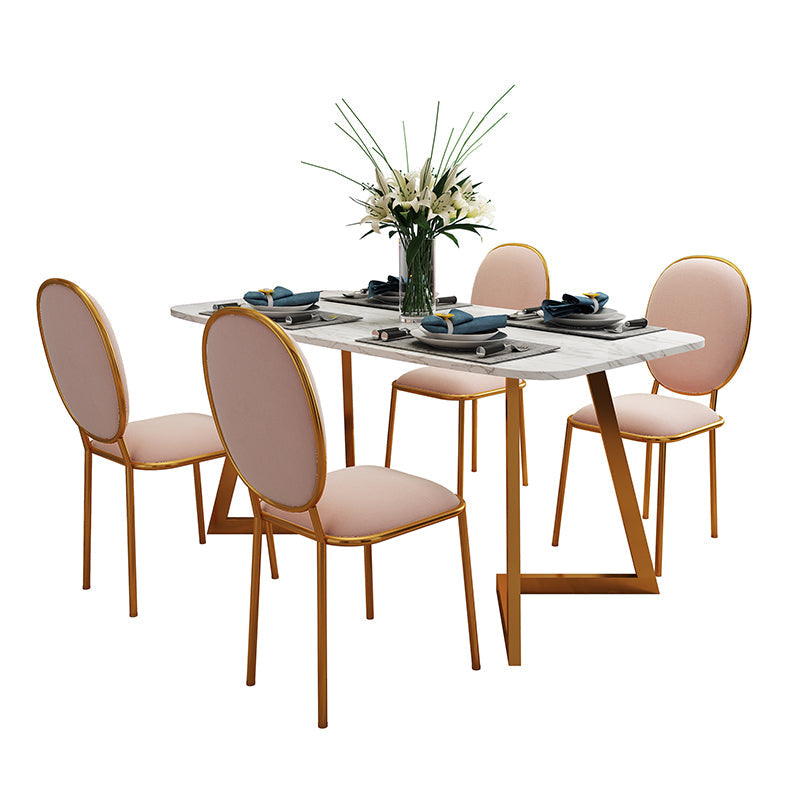 Nordic 1/5 Pieces Dining Set Rectangle Stone Dining Table for Dining Room Kitchen Clearhalo 'Dining Room Sets' 'Dining Tables & Seating' 'dining_room_set' 'furn' 'furn_dining_room_set' 'Furniture' 'Kitchen & Dining Furniture' 5338863