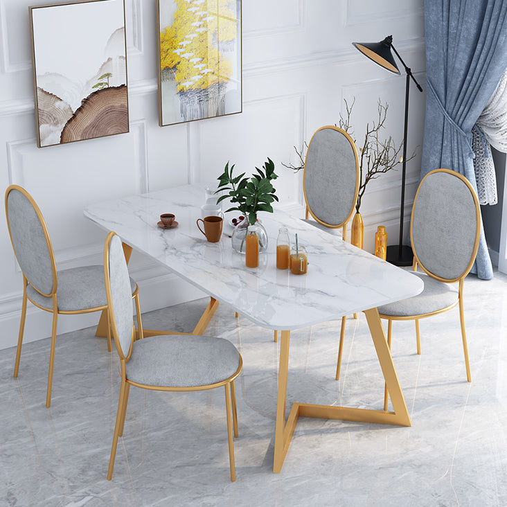 Nordic 1/5 Pieces Dining Set Rectangle Stone Dining Table for Dining Room Kitchen Clearhalo 'Dining Room Sets' 'Dining Tables & Seating' 'dining_room_set' 'furn' 'furn_dining_room_set' 'Furniture' 'Kitchen & Dining Furniture' 5338866