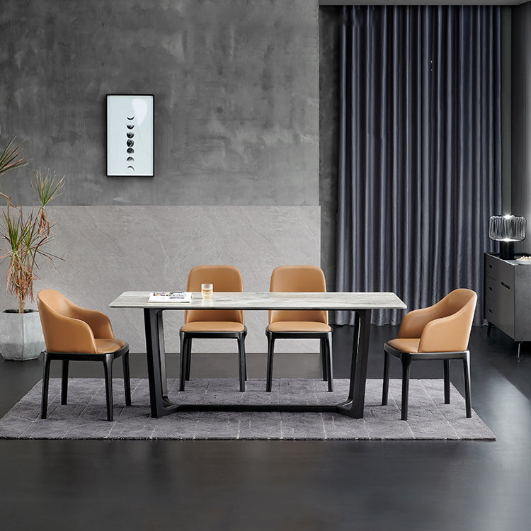 Ensemble de table rectangulaire en pierre agglomérée de style moderne, ensemble de salle à manger 1/4/5 pièces