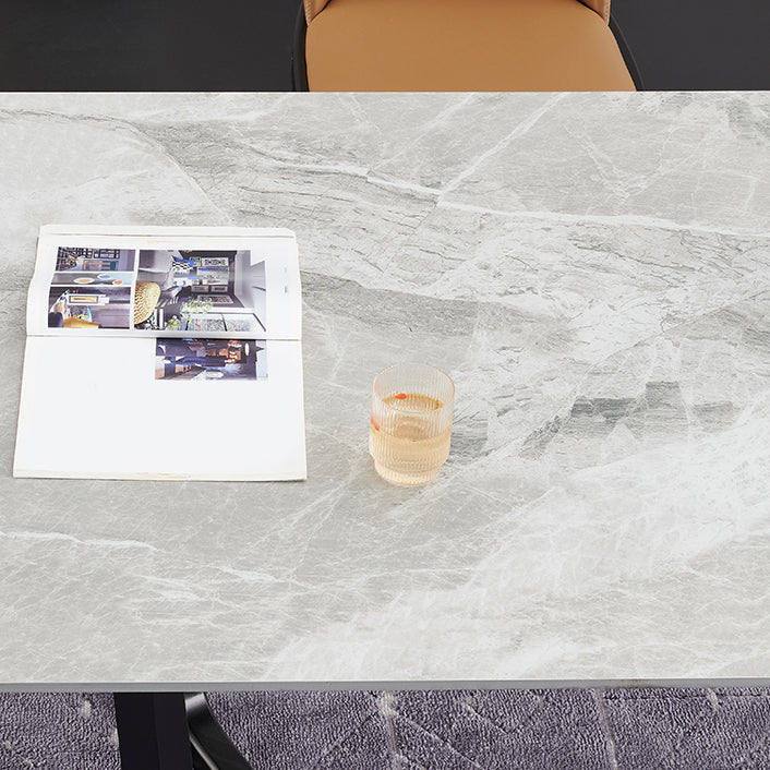 Ensemble de table rectangulaire en pierre agglomérée de style moderne, ensemble de salle à manger 1/4/5 pièces