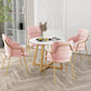 Glam Round Dinette Set 1/4/5 Pieces Marble Dining Table Sets 5 Pieces: Table, 4 Pink Chairs Clearhalo 'Dining Room Sets' 'Dining Tables & Seating' 'dining_room_set' 'furn' 'furn_dining_room_set' 'Furniture' 'Kitchen & Dining Furniture' 5339034