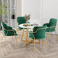 Glam Round Dinette Set 1/4/5 Pieces Marble Dining Table Sets 5 Pieces: Table, 4 Green Chairs Clearhalo 'Dining Room Sets' 'Dining Tables & Seating' 'dining_room_set' 'furn' 'furn_dining_room_set' 'Furniture' 'Kitchen & Dining Furniture' 5339037