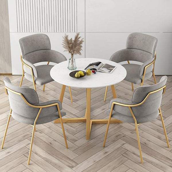 Glam Round Dinette Set 1/4/5 Pieces Marble Dining Table Sets Clearhalo 'Dining Room Sets' 'Dining Tables & Seating' 'dining_room_set' 'furn' 'furn_dining_room_set' 'Furniture' 'Kitchen & Dining Furniture' 5339045