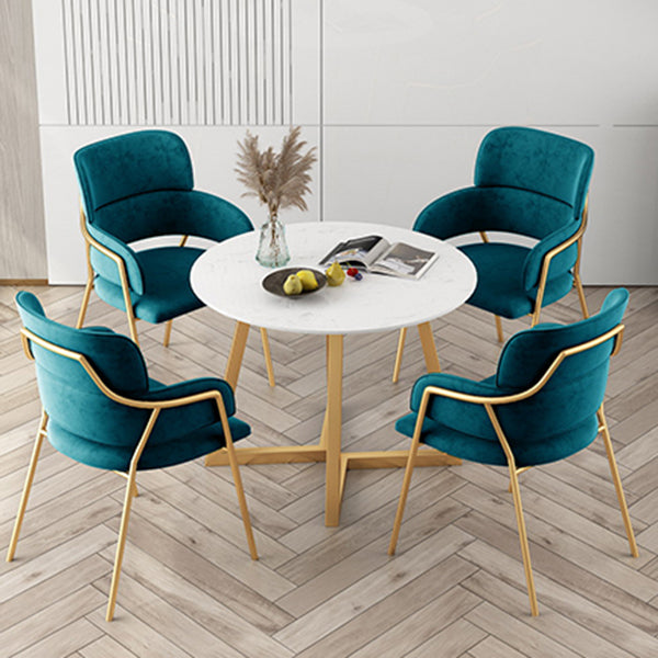 Glam Round Dinette Set 1/4/5 Pieces Marble Dining Table Sets Clearhalo 'Dining Room Sets' 'Dining Tables & Seating' 'dining_room_set' 'furn' 'furn_dining_room_set' 'Furniture' 'Kitchen & Dining Furniture' 5339048