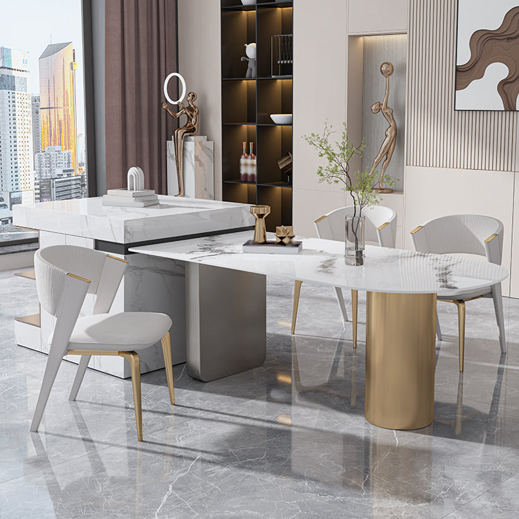 Set da tavolo in metallo in pietra sinterizzata stile nordico glam Set da pranzo da 1/3/4/5 pezzi