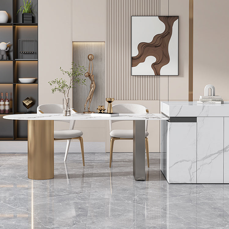 Set da tavolo in metallo in pietra sinterizzata stile nordico glam Set da pranzo da 1/3/4/5 pezzi
