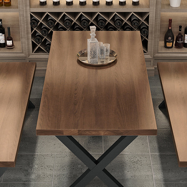 Industrial 1/3/4/5 Pieces Dining Set Rectangle Pine Wood Dining Table for Dining Room Clearhalo 'Dining Room Sets' 'Dining Tables & Seating' 'dining_room_set' 'furn' 'furn_dining_room_set' 'Furniture' 'Kitchen & Dining Furniture' 5339082