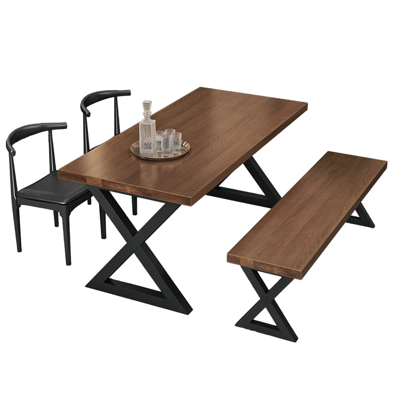 Industrial 1/3/4/5 Pieces Dining Set Rectangle Pine Wood Dining Table for Dining Room Clearhalo 'Dining Room Sets' 'Dining Tables & Seating' 'dining_room_set' 'furn' 'furn_dining_room_set' 'Furniture' 'Kitchen & Dining Furniture' 5339084