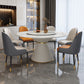 Stone Round Dining Table Contemporary Style Dining Site Table with Turntable White 51.2"L x 51.2"W x 29.5"H Without Chairs Clearhalo 'Dining Tables & Seating' 'Dining Tables' 'dining_table' 'furn' 'furn_dining_table' 'Furniture' 'Kitchen & Dining Furniture' 5339101