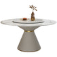 Stone Round Dining Table Contemporary Style Dining Site Table with Turntable Clearhalo 'Dining Tables & Seating' 'Dining Tables' 'dining_table' 'furn' 'furn_dining_table' 'Furniture' 'Kitchen & Dining Furniture' 5339102