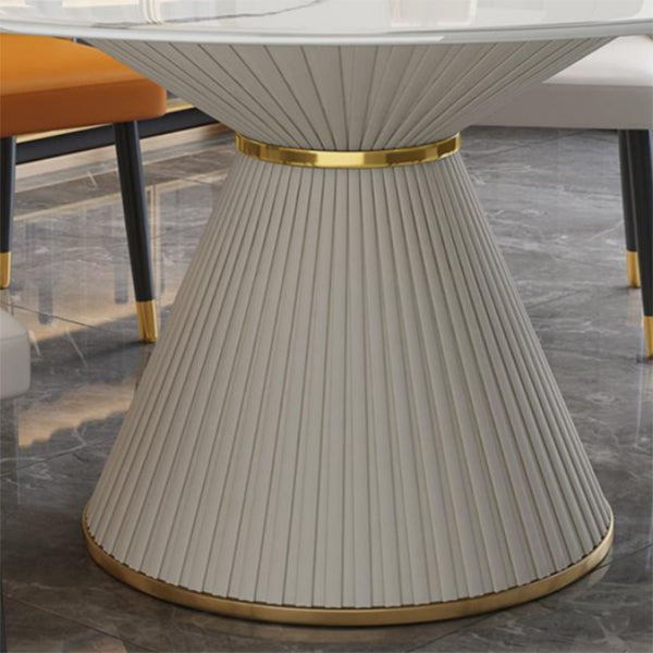 Stone Round Dining Table Contemporary Style Dining Site Table with Turntable Clearhalo 'Dining Tables & Seating' 'Dining Tables' 'dining_table' 'furn' 'furn_dining_table' 'Furniture' 'Kitchen & Dining Furniture' 5339106