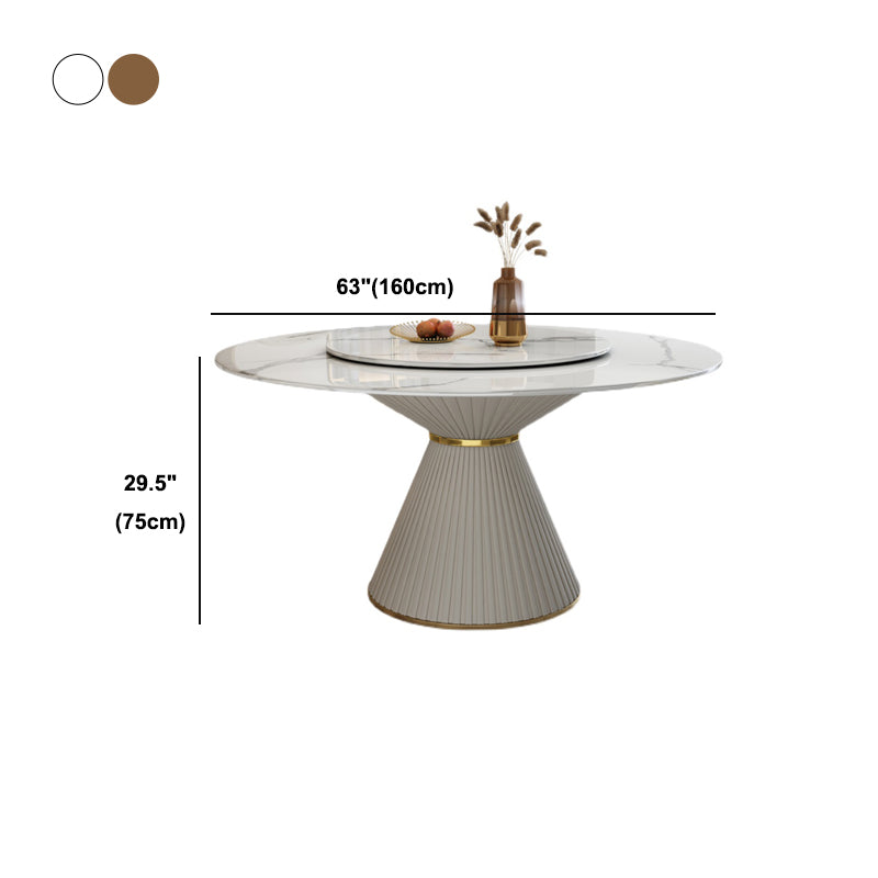 Stone Round Dining Table Contemporary Style Dining Site Table with Turntable Clearhalo 'Dining Tables & Seating' 'Dining Tables' 'dining_table' 'furn' 'furn_dining_table' 'Furniture' 'Kitchen & Dining Furniture' 5339110