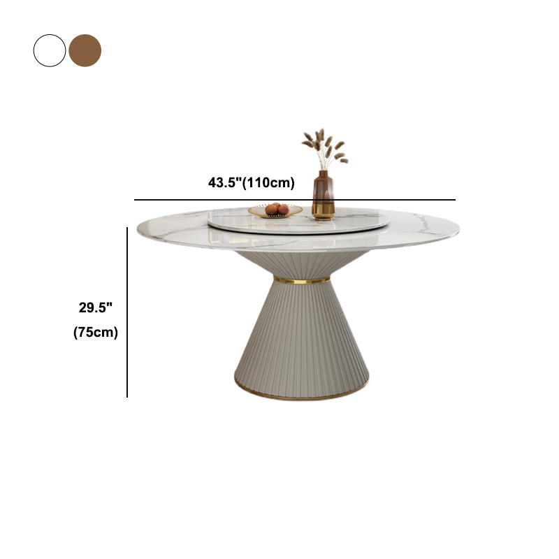 Stone Round Dining Table Contemporary Style Dining Site Table with Turntable Clearhalo 'Dining Tables & Seating' 'Dining Tables' 'dining_table' 'furn' 'furn_dining_table' 'Furniture' 'Kitchen & Dining Furniture' 5339111