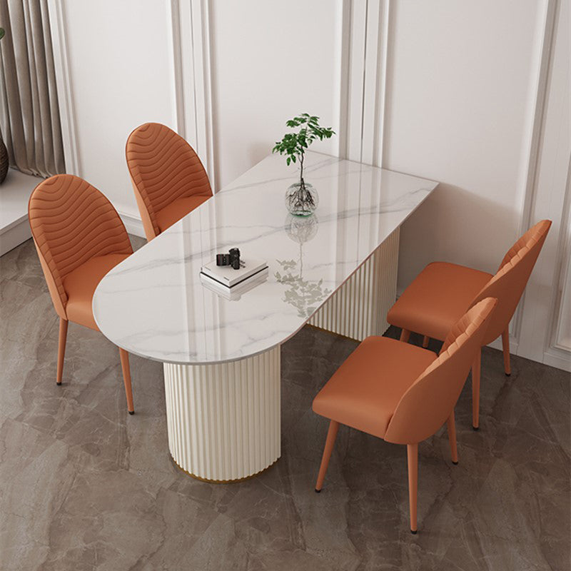 家のための伝統的な豪華なダイニングテーブル焼結石二重台車テーブル