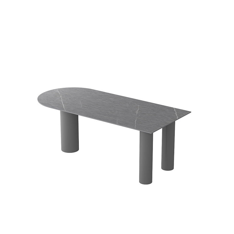 Simplicidad Forma gratuita Mesa de comedor Top de piedra sinterizada Base de hierro Desk Home Kitchen Kitchen