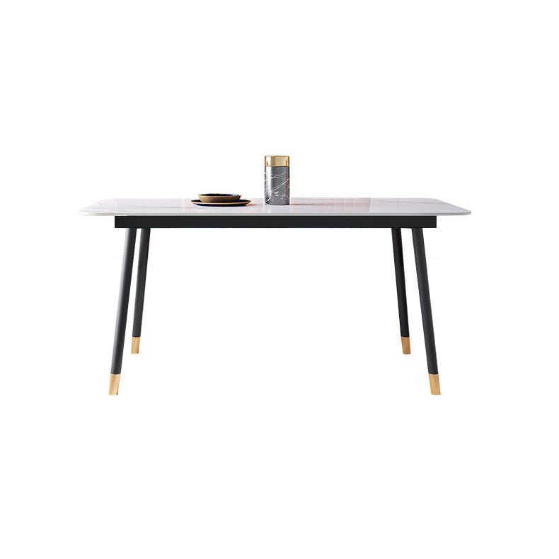 Metal Modern Rectangle Dining Table Sintered Stone Top Table with 4 Legs Clearhalo 'Dining Tables & Seating' 'Dining Tables' 'dining_table' 'furn' 'furn_dining_table' 'Furniture' 'Kitchen & Dining Furniture' 5339179