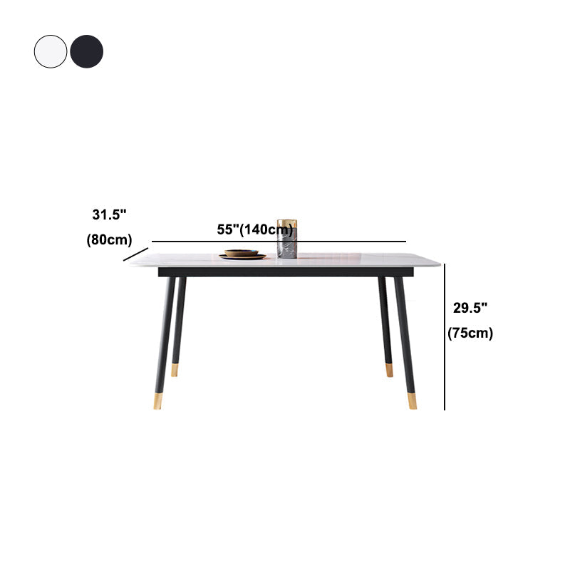 Metal Modern Rectangle Dining Table Sintered Stone Top Table with 4 Legs Clearhalo 'Dining Tables & Seating' 'Dining Tables' 'dining_table' 'furn' 'furn_dining_table' 'Furniture' 'Kitchen & Dining Furniture' 5339185