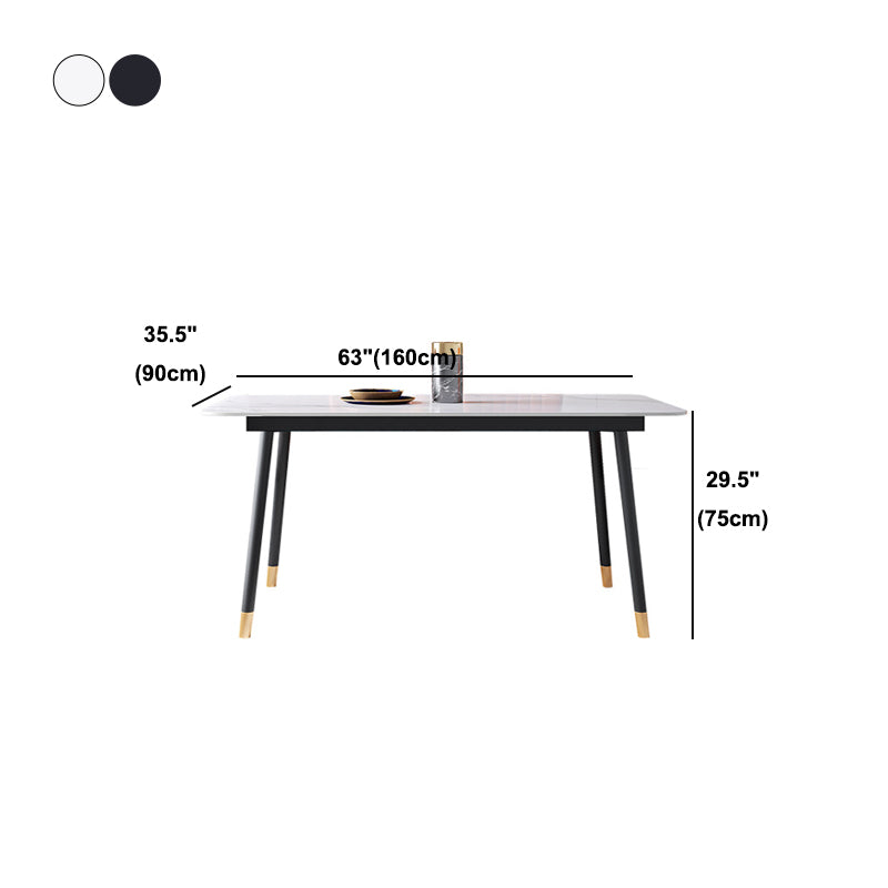Metal Modern Rectangle Dining Table Sintered Stone Top Table with 4 Legs Clearhalo 'Dining Tables & Seating' 'Dining Tables' 'dining_table' 'furn' 'furn_dining_table' 'Furniture' 'Kitchen & Dining Furniture' 5339186