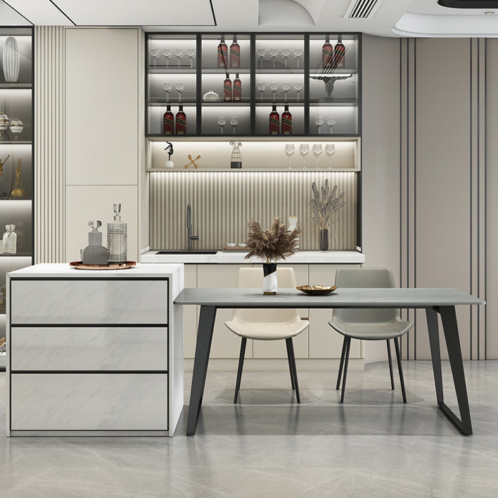 石のテーブルのモダンな灰色の長方形のダイニングルームテーブルキッチンのためのテーブル