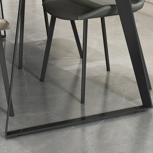 Moderno grigio in pietra tavolo da pranzo rettangolare per cucina